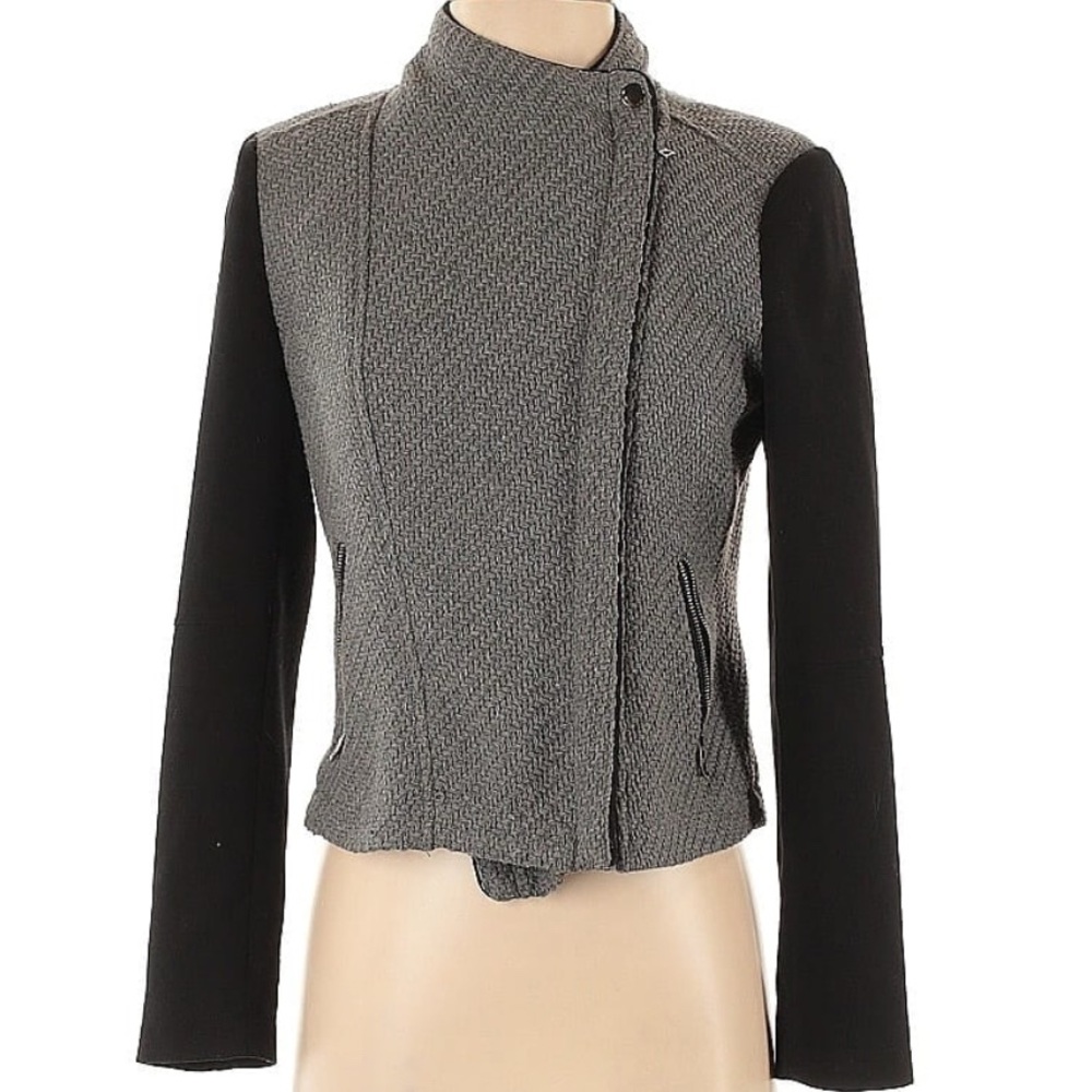 Banana Republic Gray & Black Women's Motorcycle Jacket Size Medium